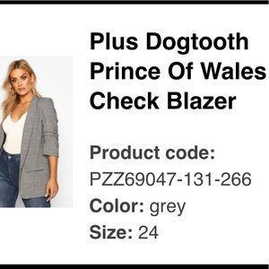 BooHoo Plus Dogtooth Prince of Wales Check Blazer